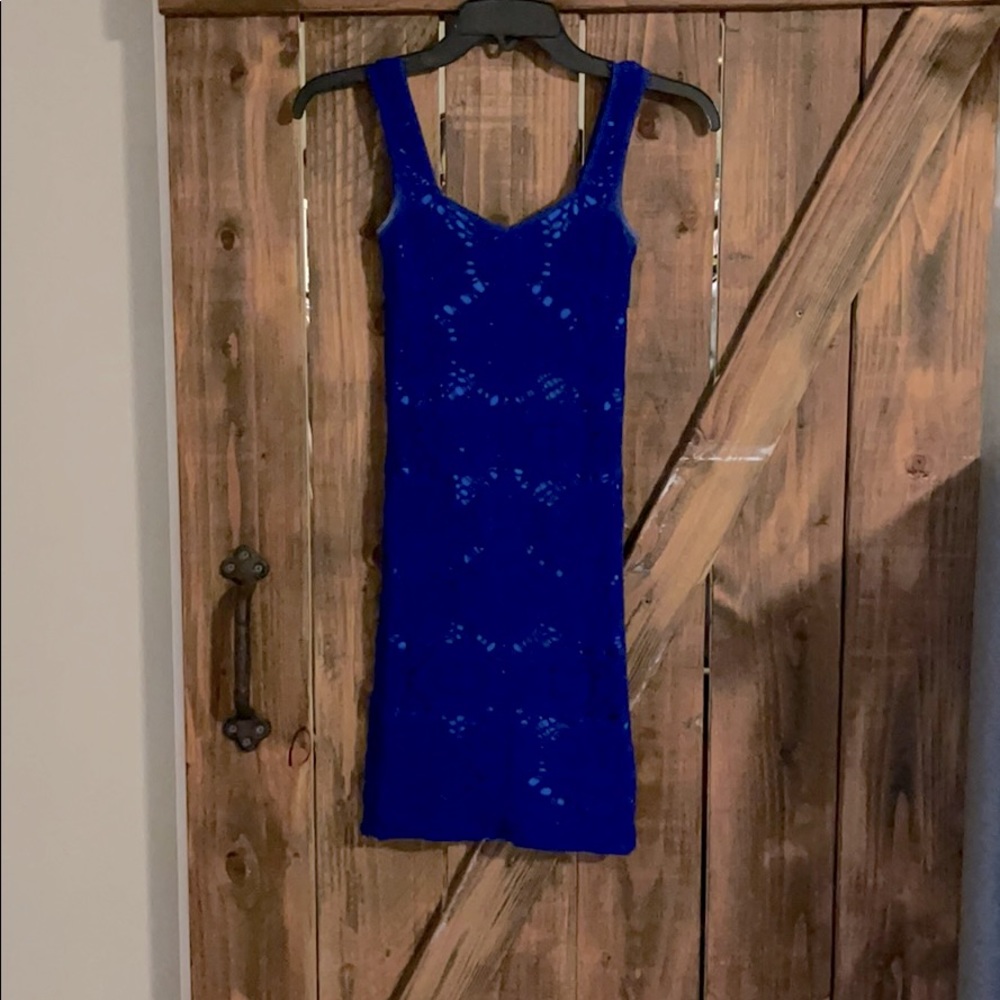 Blue spandex mini dress